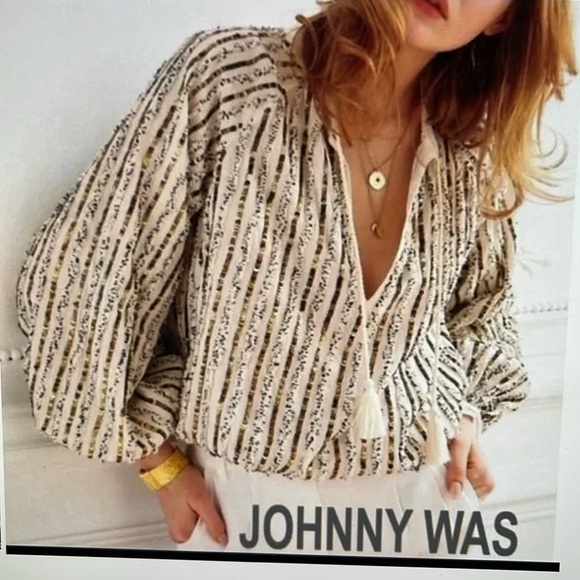 JOHNNY WAS Sequin Peasant Blouse (XS) - Picture 2 of 8